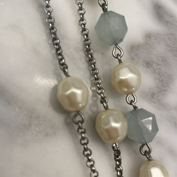 Aqua and Pearl layered necklace - Picture 2 of 2